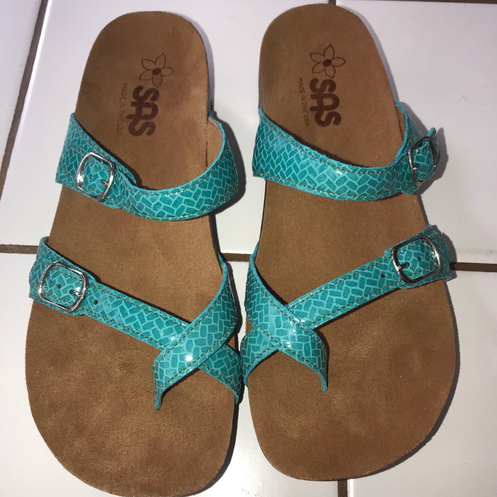 Brand new turquoise sas sandals